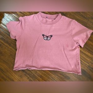 brandy melville cropped butterfly shirt